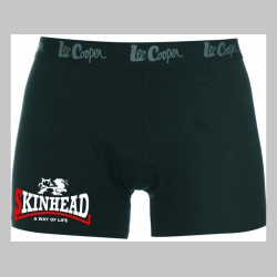 Skinhead a Way of Life čierne trenírky BOXER s tlačeným logom, top kvalita 95%bavlna 5%elastan